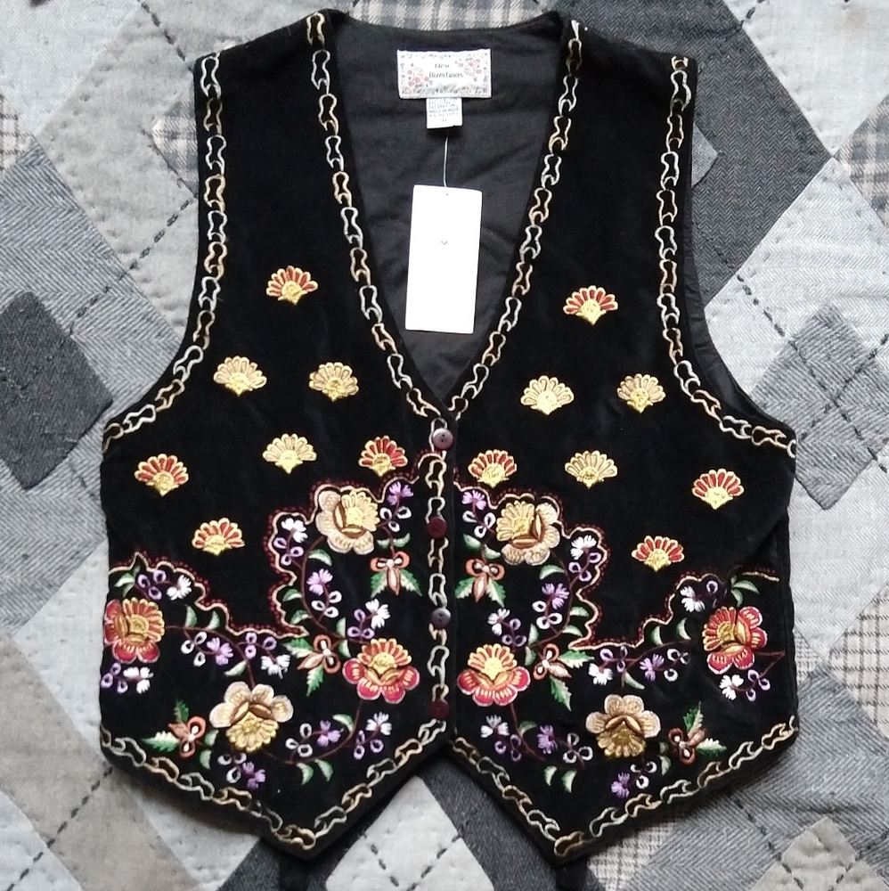 Vintage Embellished Black Velvet Vest